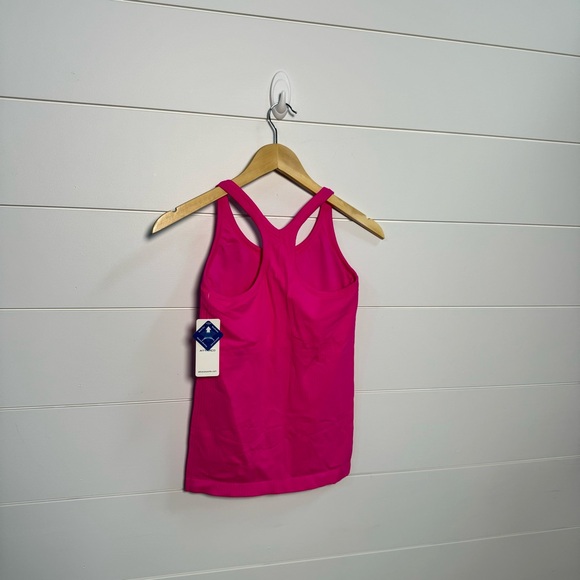 Women's Pink Racerback Ribbed Tank Top - Picture 5 of 7